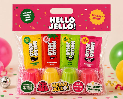 Hello Jello Full Wobble Party Pack — all four flavours